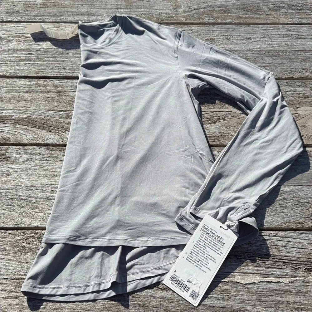 Lululemon Modal Relaxed-Fit Lounge Long-Sleeve Shirt size 8 Silver Dust Gray nwt - Picture 1 of 5